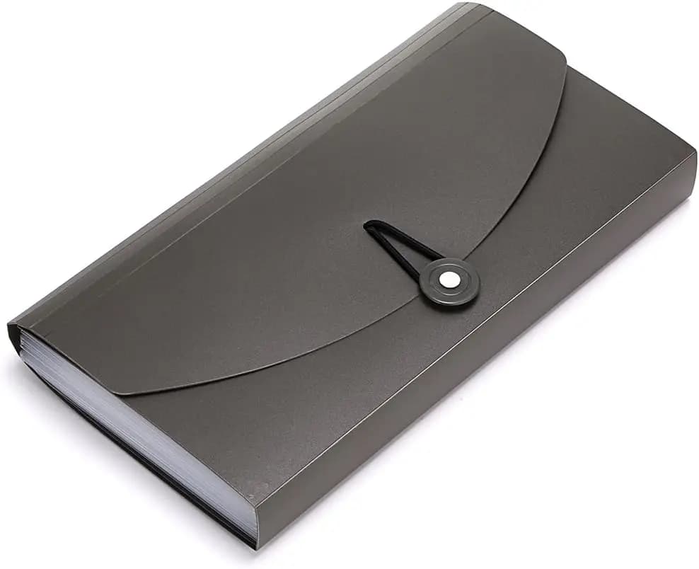 Cartella Portadocumenti Espandibile con 13 Tasche per Carte, Biglietti e Documenti - Organizer Portatile Grigio