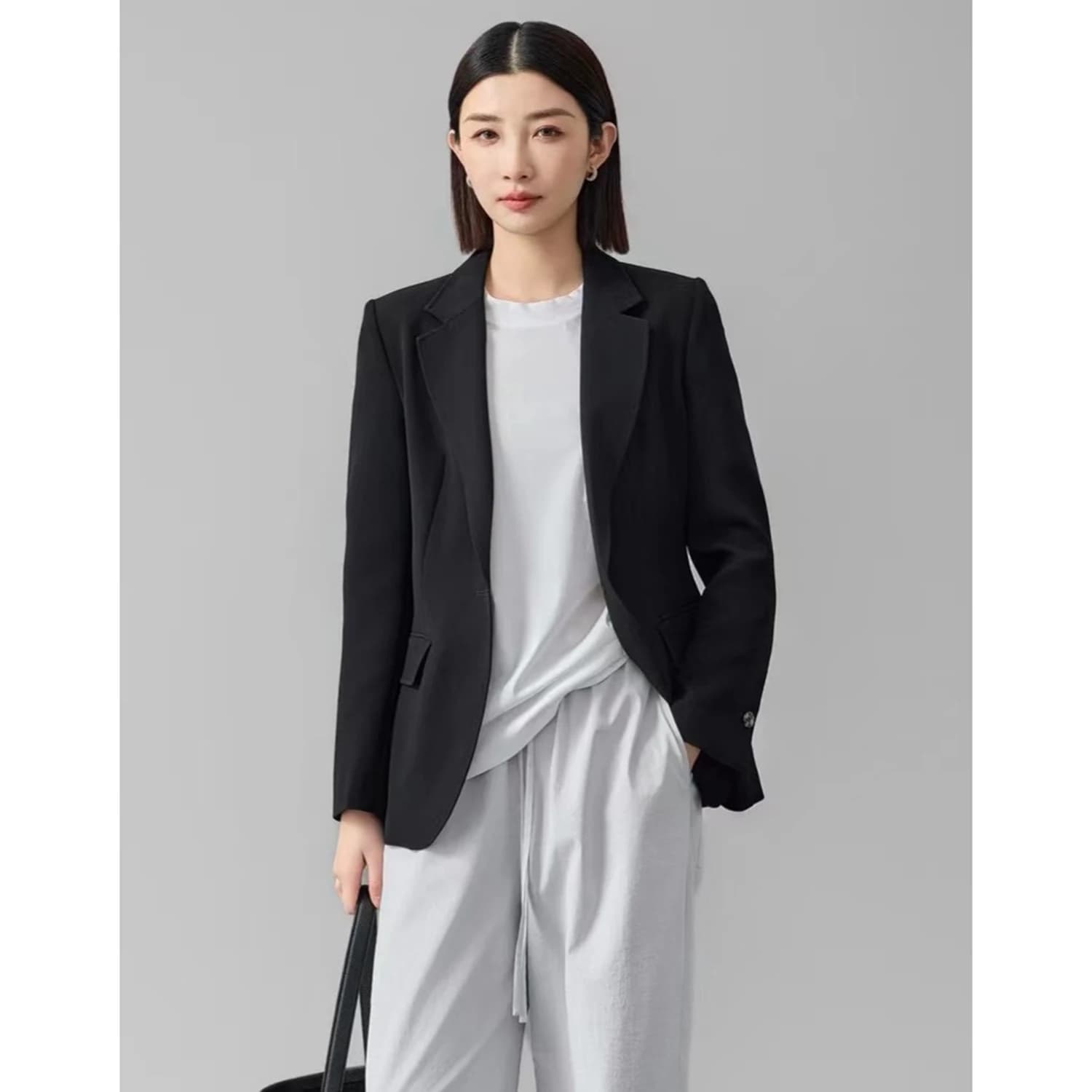 Completo da Donna Allingentle, Blazer Slim Fit per Ufficio, Giacca Casual Monopetto, Outfit per Uso Quotidiano in Ufficio, Personalizzabile