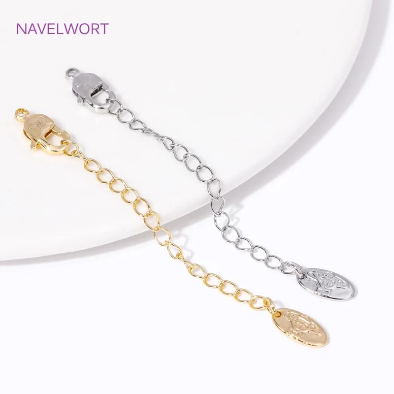 18K Gold Plated Extension Chain With Lobster Clasps End Extension Tail Chain Connectors For DIY Necklace Jewelry Making Supplies