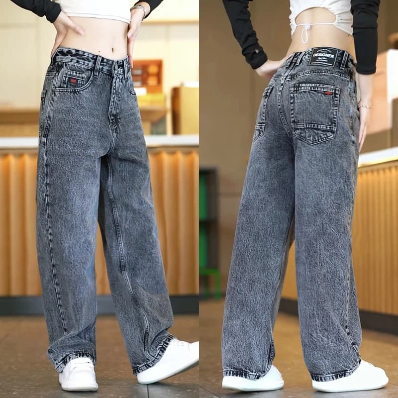 Jeans American Sle Loose Straight Leg da uomo alla moda, resistenti all'usura, per l'inverno, la primavera e l'autunno, con effetto neve