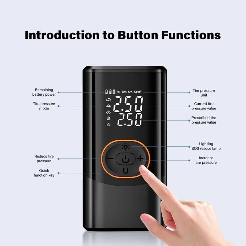 Gonfiatore automatico per pneumatici per auto Design ricarica wireless Luce notturna a LED