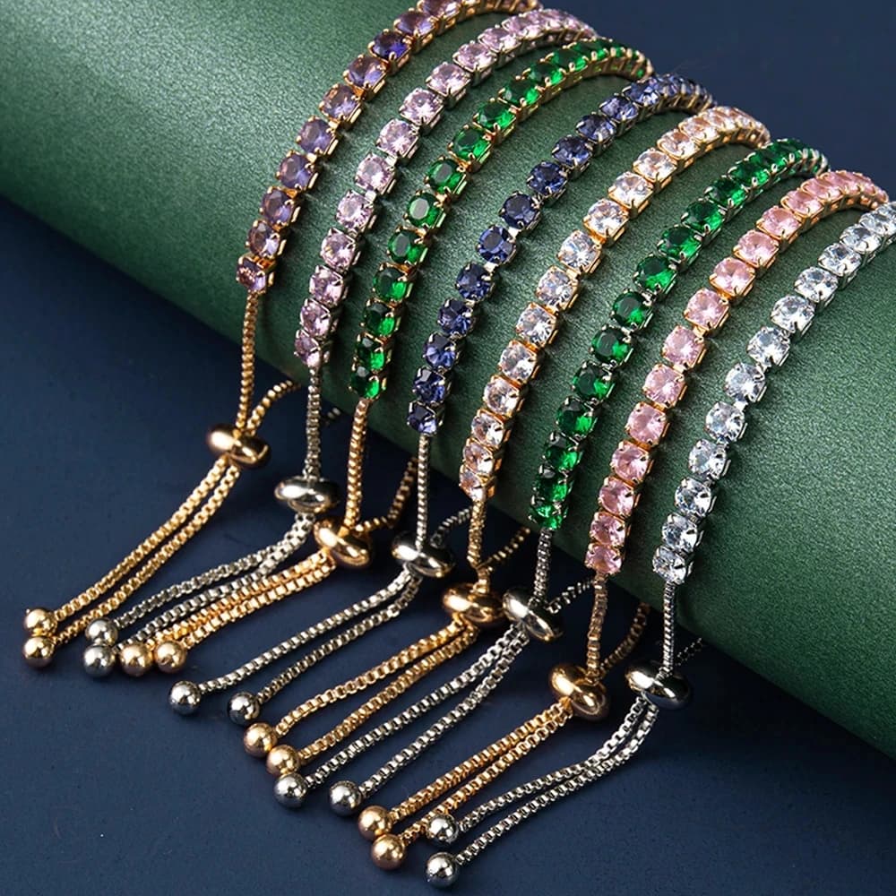 ZHOUYANG Bracciale da tennis per donna Lusso pratico regolabile 4 artigli Mosaico 4mm Zirconia Colore oro rosa Gioielli di moda Regalo H133