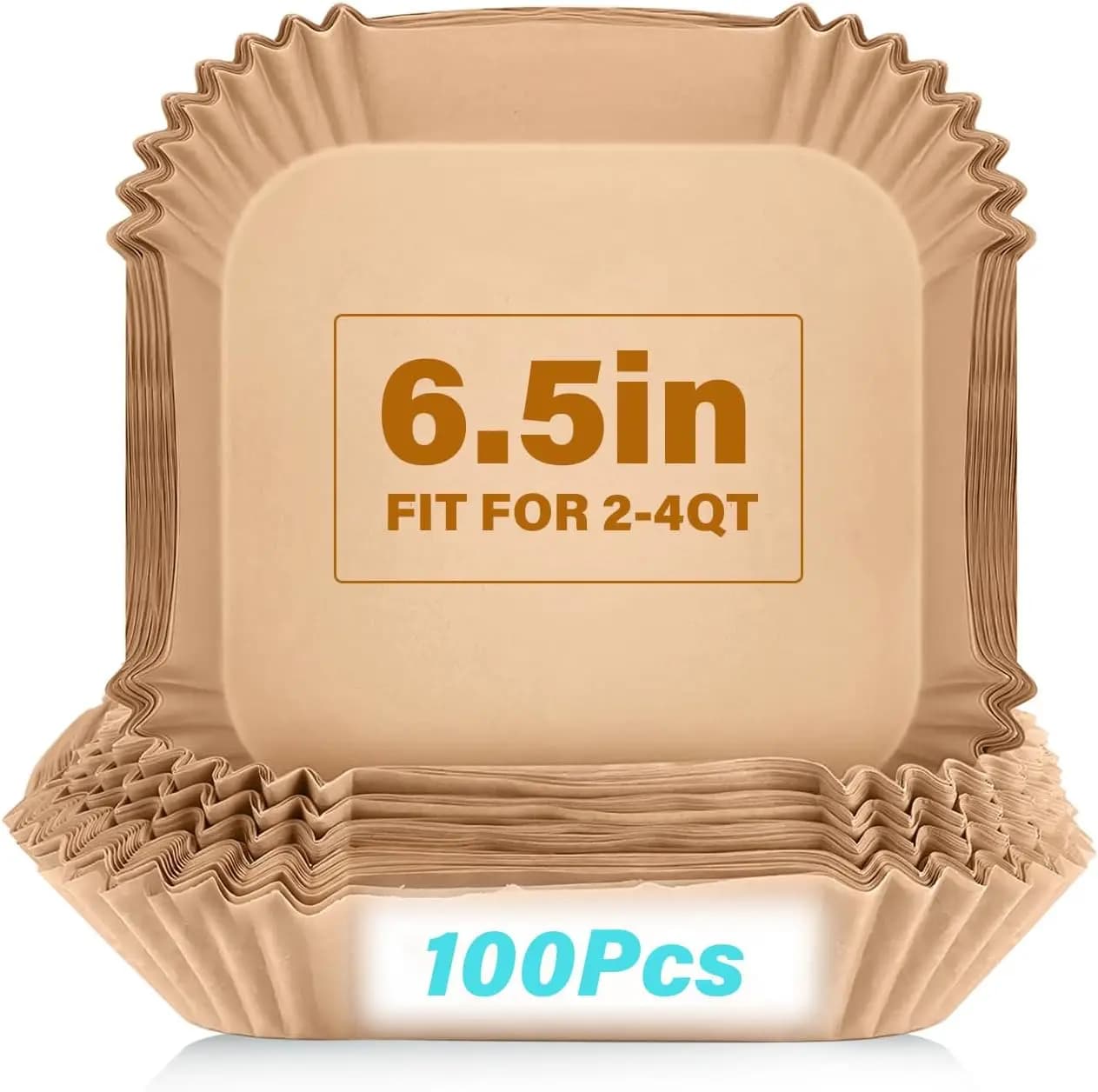 100 Pezzi di Rivestimenti Quadrati Monouso per Friggitrice ad Aria, Accessori Antiaderenti per Friggitrice ad Aria da 2-4 QT, per Cottura, Arrosto e Microonde
