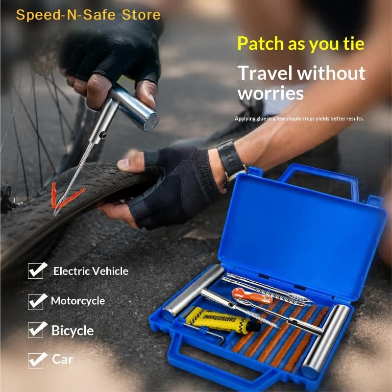 Car Tire Repair Kit Professional Emergency Puncture Fix Tool Set with Storage Box for Car Repair Beginners