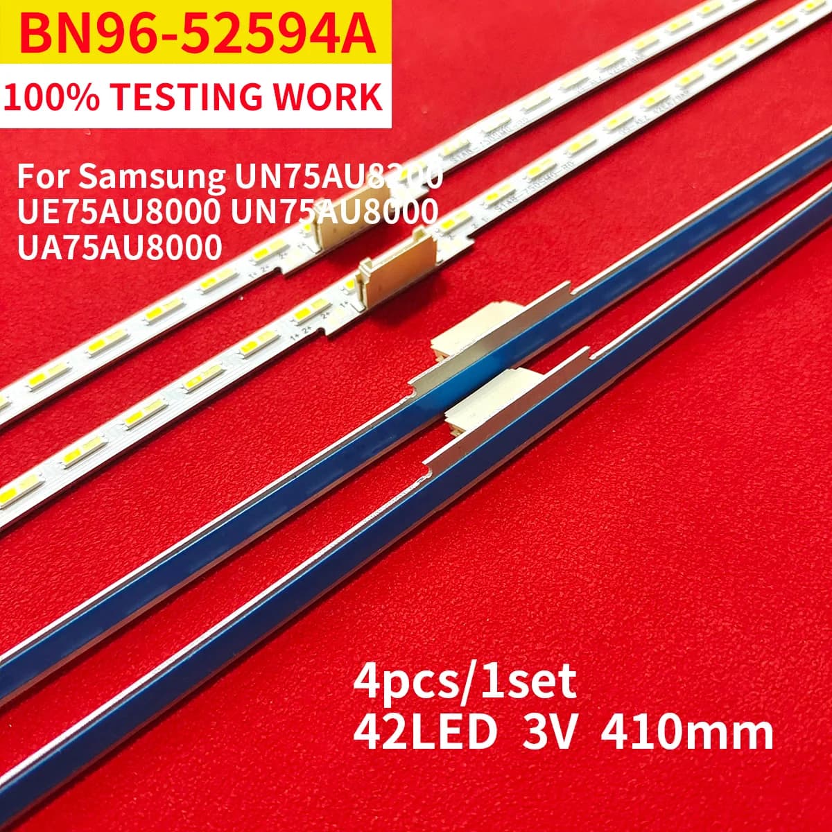 Striscia di retroilluminazione a LED TV da 4 pezzi da 410mm per Samsung 75 pollici BN96-52594A UN75AU8000 UA75AU8000 HG75AU800NF
