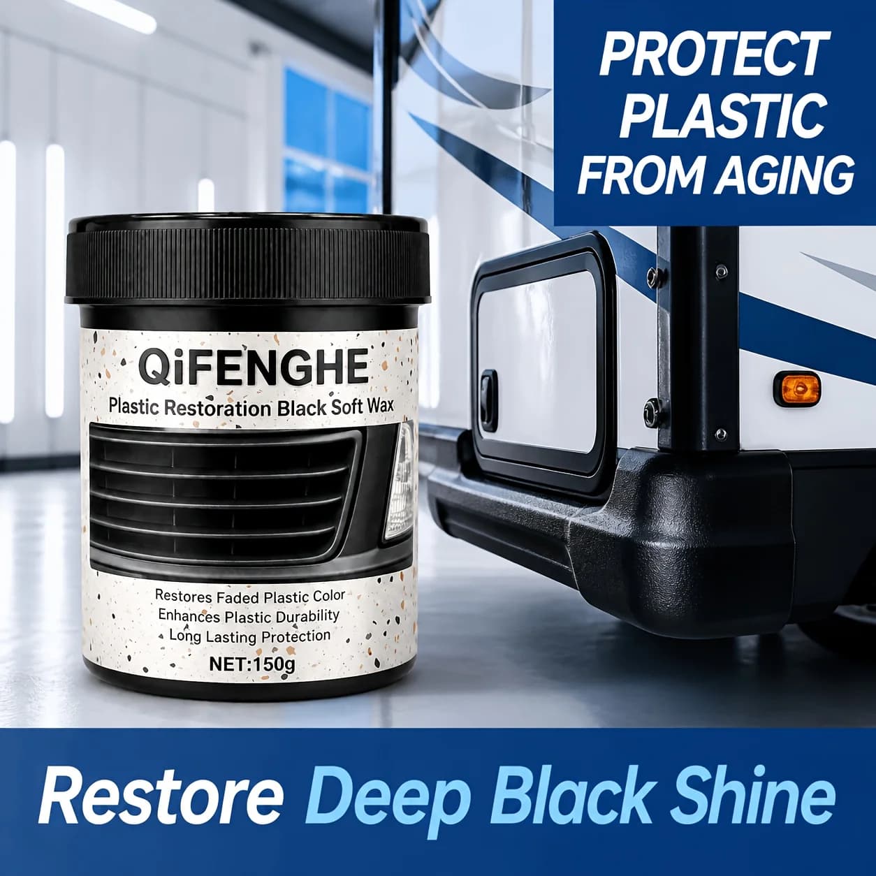 150g Black Soft Plastic Restoration Wax for Car Interior/Exterior RV Trim & Dashboard Panels - Vehicle Restoring Wax