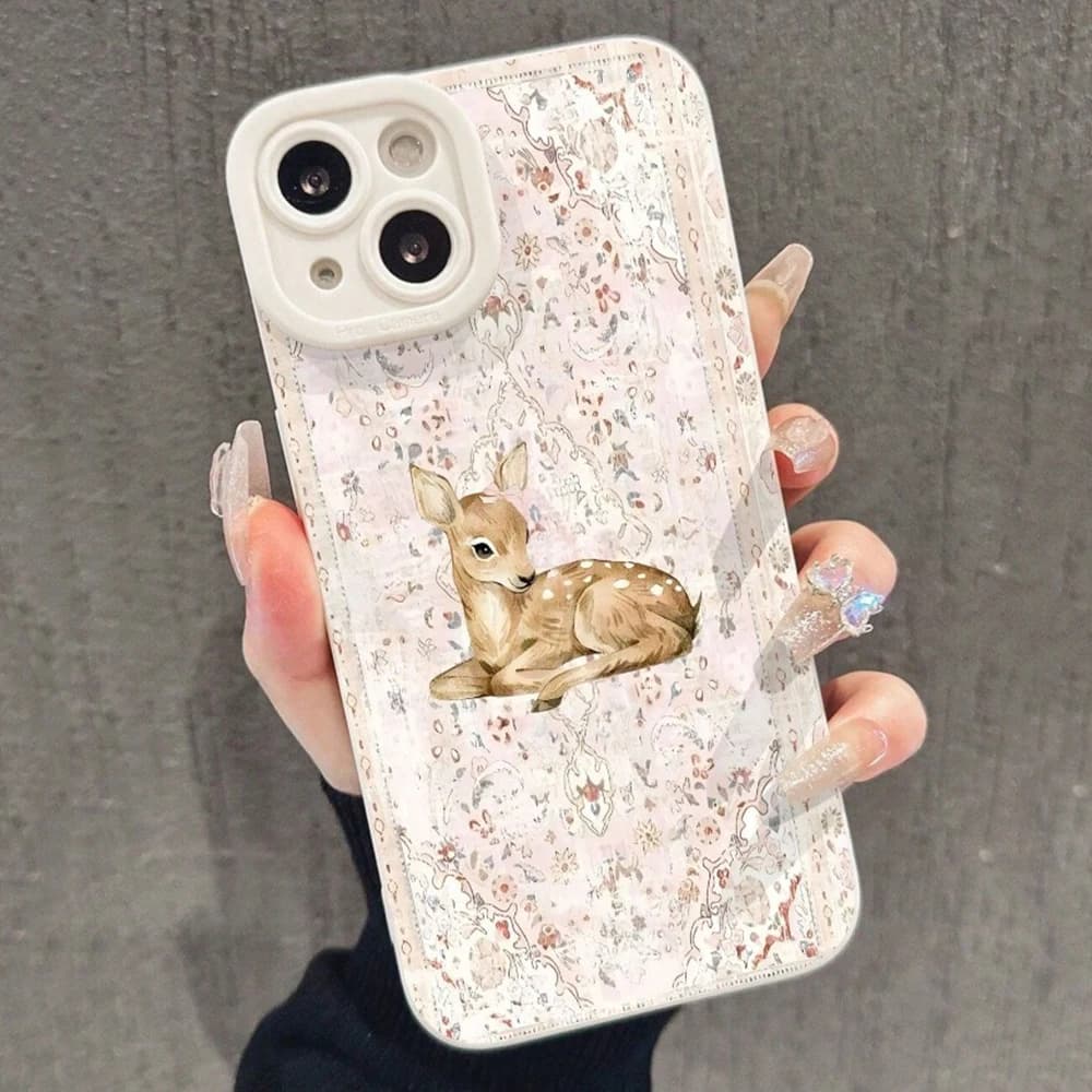 Custodia per telefono cervo floreale vintage per Samsung Galaxy S25 FE S24 Ultra S23 Plus S22 A26 A25 A36 A35 A56 A55 A54 A53 A16 A15 5G Cover