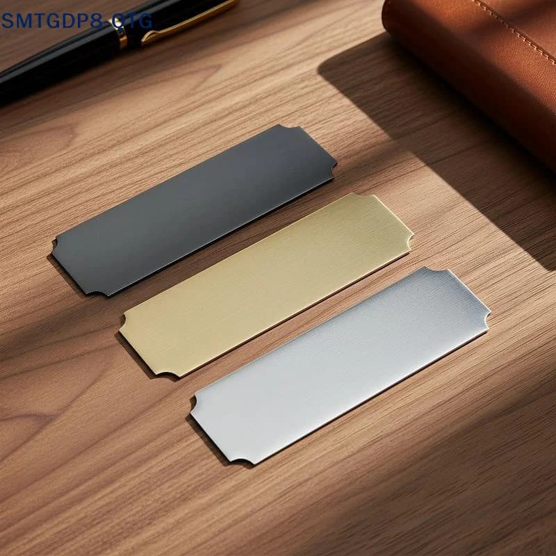 New 10Pcs High-quality Laser-engraved Blank Labels, Desk Nameplates, Metal Strips With Adhesive Backing, For DIY Use