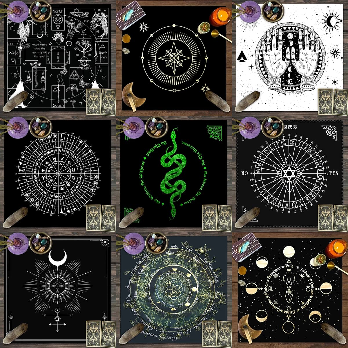 Tovaglia per carte dei tarocchi da 1 pezzo, tovaglia per decorazione altare astrologia magica strega, tovaglia decorativa per carte da gioco