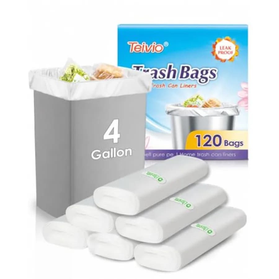 Small Trash Bags 4 Gallon 120 Counts Garbage Bags, Bathroom Trash Can Bin Liners, Small Plastic Bags for home office kitchen, f
