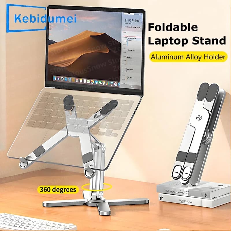 Supporto per laptop pieghevole 360 ° Supporto girevole in lega di alluminio per dissipazione del calore con staffa per notebook portatile per dock per tablet iPad