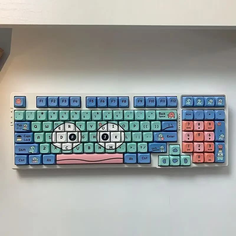 Keycaps Anime Ugly Fish, Carini e Personalizzati, con Sublimazione a Cinque Lati, in PBT per Tastiera Meccanica, Tema Cartone Animato Sanrio Kawaii