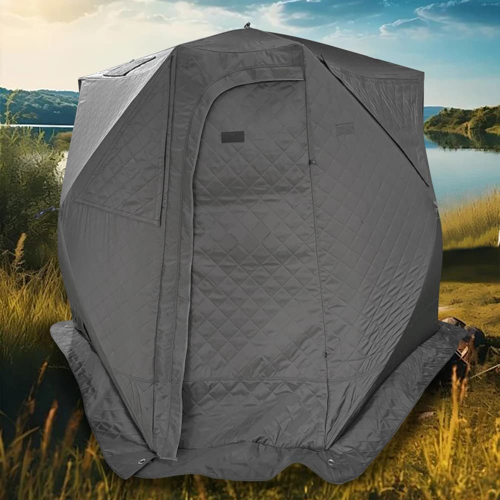 Tenda Sauna Portatile Isolata 600D OEM, Tenda Sauna Pentagonale da Esterno per Inverno con Foro per Stufa, Ideale per Campeggio e Spa in Giardino