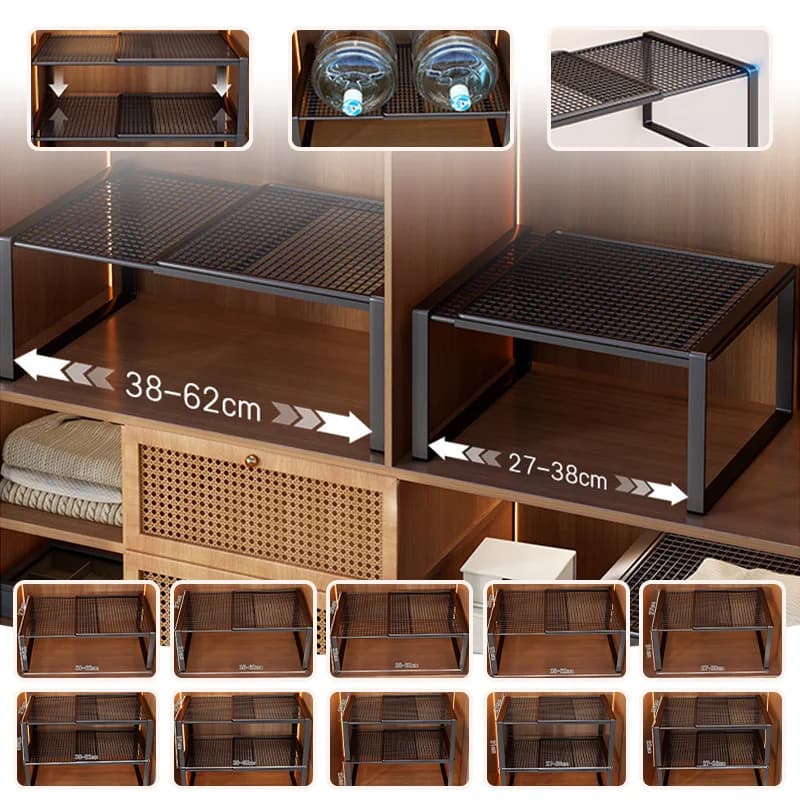 S/M/L Stackable Telescopic Wardrobe Multi-Layer Adjustable Retractable Divider Board for Closet Cabinet Organization Storage
