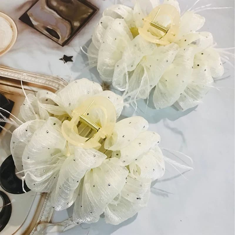 Starry Sky Feather Bubble Hair Clip, Elegant Hairpin Ornament Women Headwear Accessories