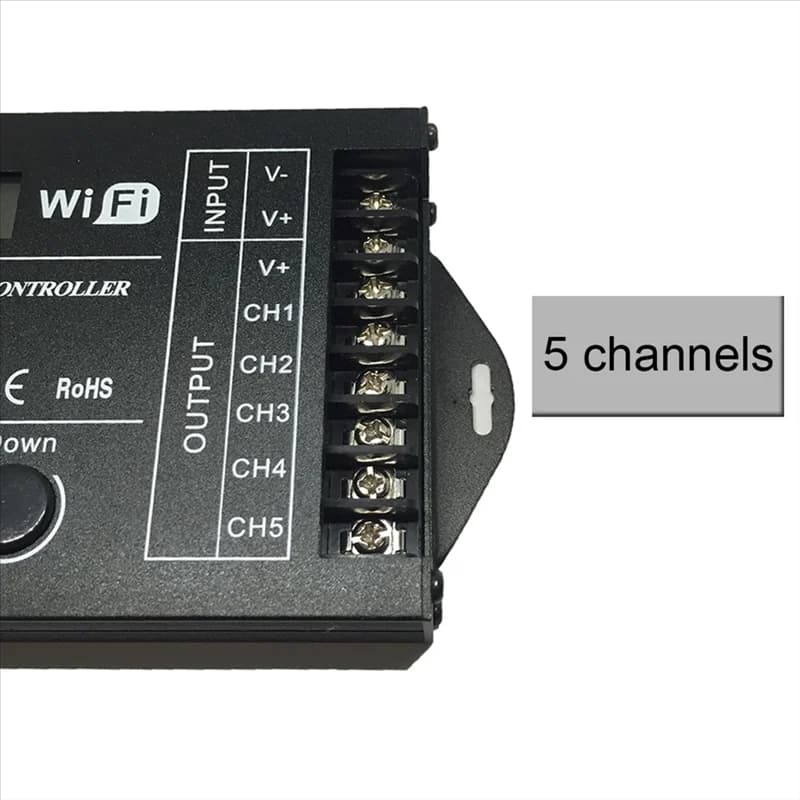 perBAAZ Fast nel DC 12V 24V WiFi RGB Controller LED programmable over time TC421 5 channels 20A Common anode Dimmer for programmable LED strips