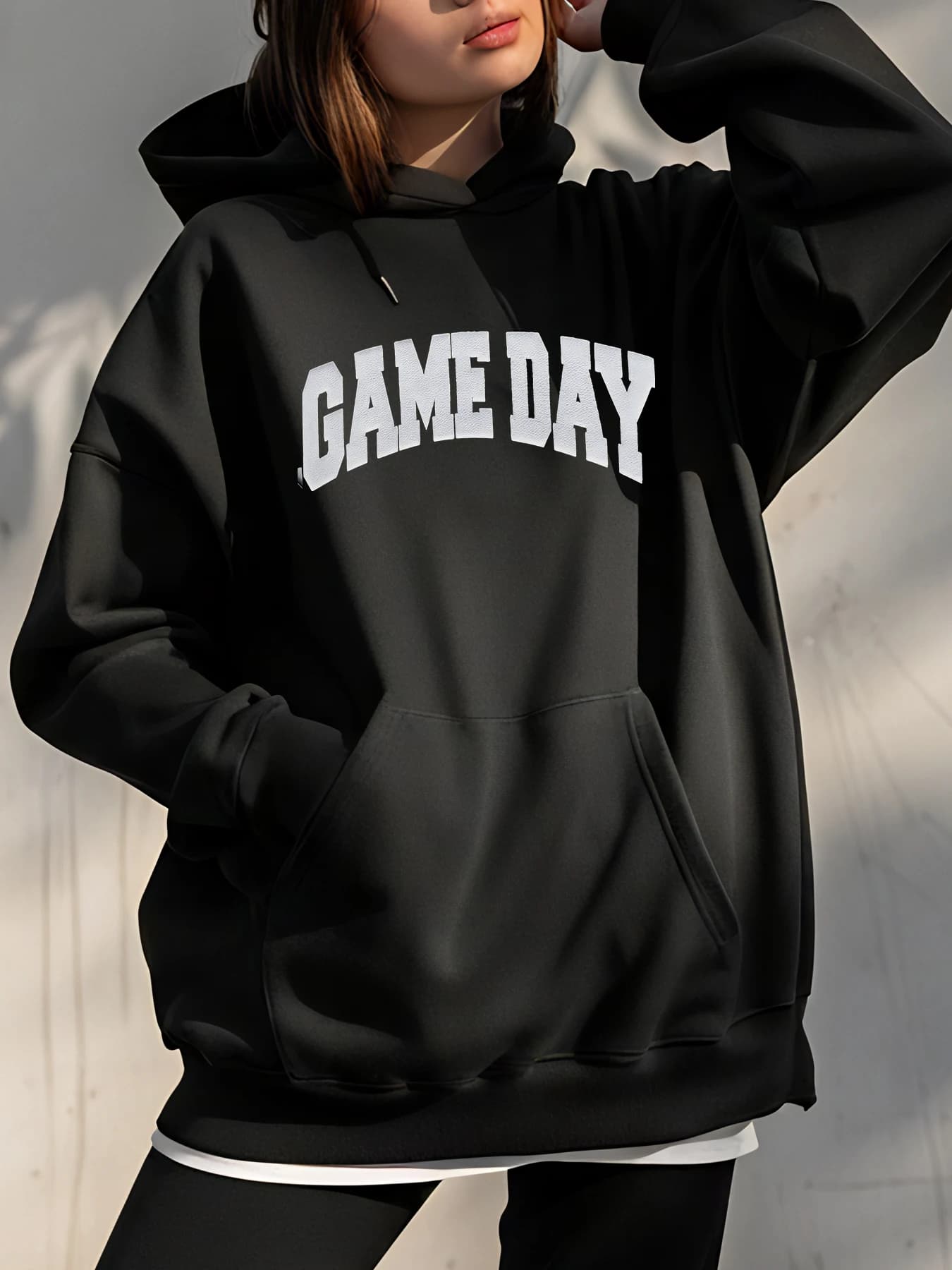 Women's Hoodie Game Day Print Oversize Sweatshirt Casual Streetwear Fashion Sports Style for Women