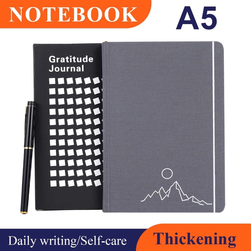 Diario della Gratitudine A5, 249 Pagine, Planner Settimanale per 6 Mesi con Copertina Rigida in Lino per Cura Personale e Affermazioni Positive