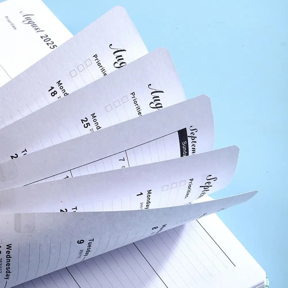 Quaderni pianificatori A5 2025 Carta spessa 160 pagine Quaderno inglese Design multifunzione con fascia elastica Agenda giornaliera