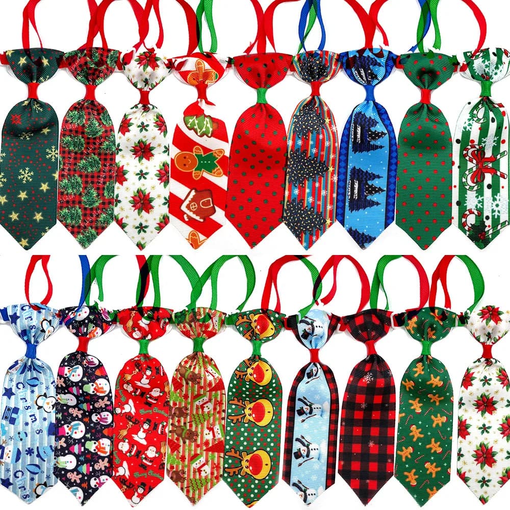 50pcs Christmas Pet Dog papillon Xmas Style Cute Pet Dog Puppy papillon per cani di piccola taglia Cat Holiday Pet Grooming Products