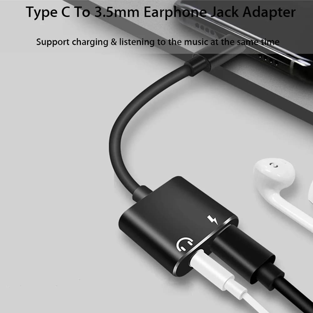 For Huawei Xiaomi Audio Cable Charging Adapter Earphone Adapter Type C To 3.5 mm Type-C Audio Splitter