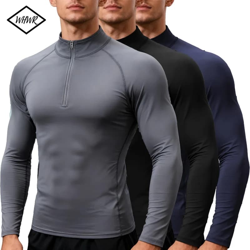 Uomo Manica lunga Allenamento Compressione Abbigliamento sportivo Camicie fitness T-shirt da palestra slim Corsa Top Tee Collant Abbigliamento T-shirt sportiva da uomo