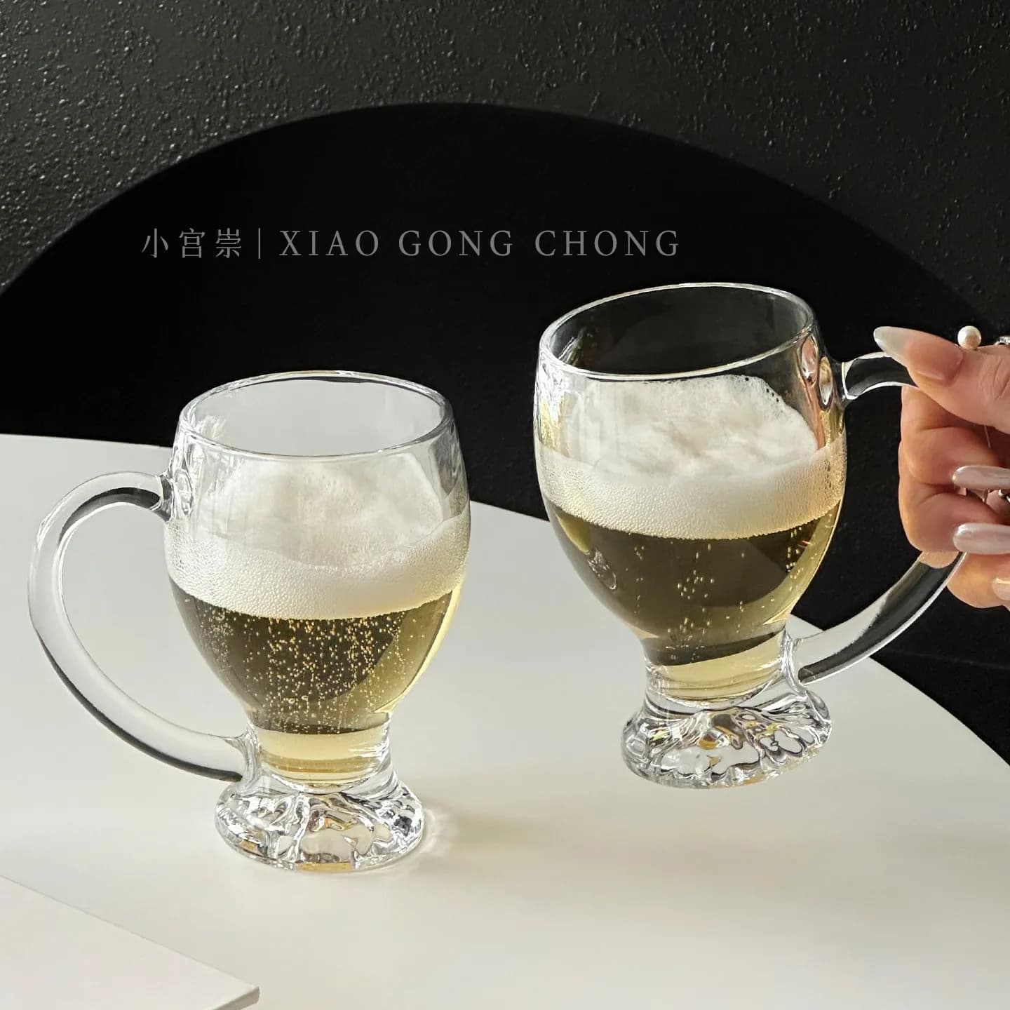 Bicchieri Creativi con Manico 2026 Nuovi Boccali per Birra di Frumento da 200ml per la Casa, Semplici, Spessi, Eleganti, Trasparenti e Rotondi