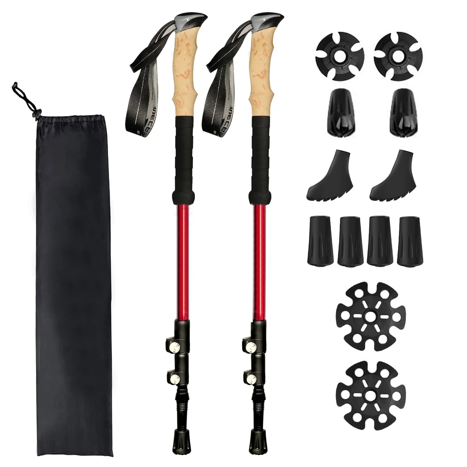 2Pcs Telescopic Trekking Poles 3 Section Portable Stick Lightweight Foldable Aluminum Alloy Walking Sticks For Hiking Climbing