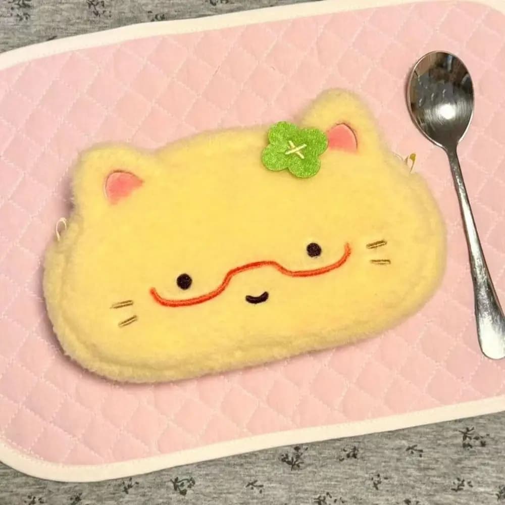Simpatico omelette gattino portapenne astuccio in peluche per cartoni animati borsa multifunzionale per cancelleria di grande capacità regali scolastici di alta qualità