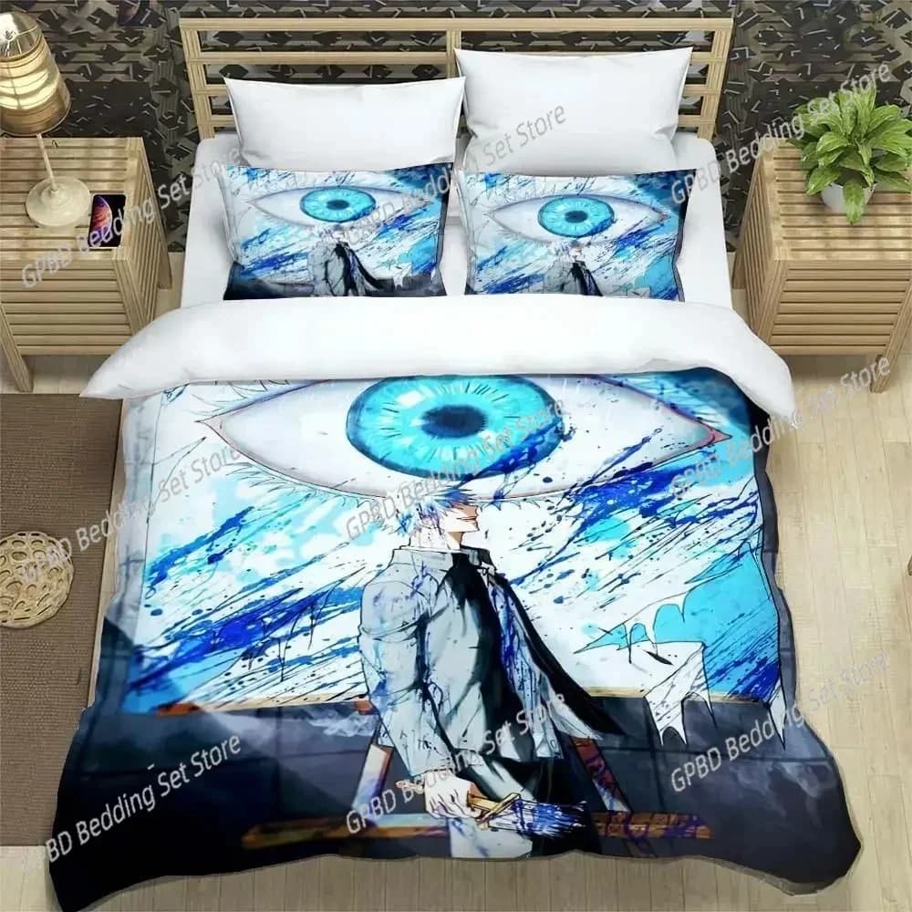 Stampa 3D Anime Jujutsu Kaisen Satoru Gojo Confortevole Copripiumino Federa Set di biancheria da letto Decorazione della camera da letto Tessili per la casa