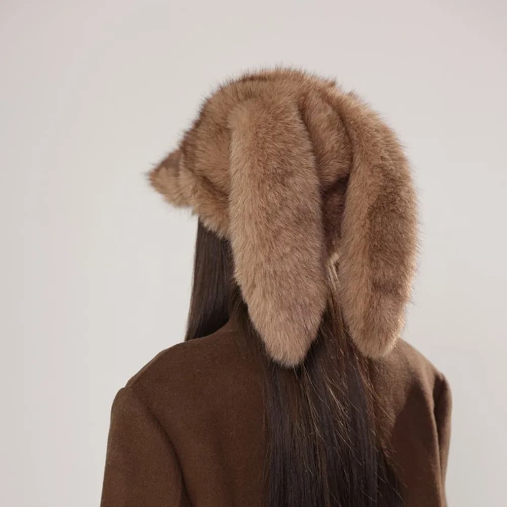 Versatile baseball caps with rabbit ears Hot baseball caps Solid color Long rabbit ears baseball caps baseball caps in thickened imitation mink