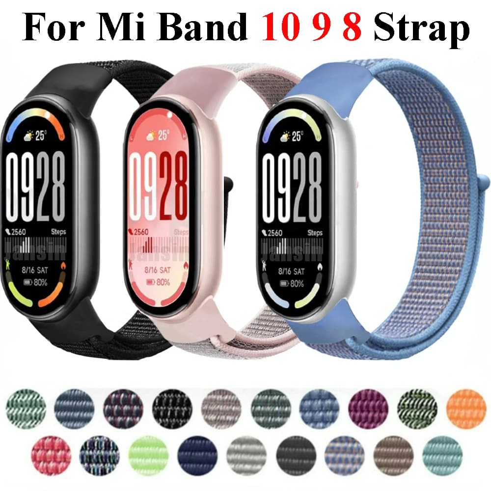 Anello in nylon per Xiaomi Mi Band 10 9 8 Cinturino NFC SmartWatch Bracciale Correa Sostituzione Sport Pulsera per Miband 8 9 10 Bracciale