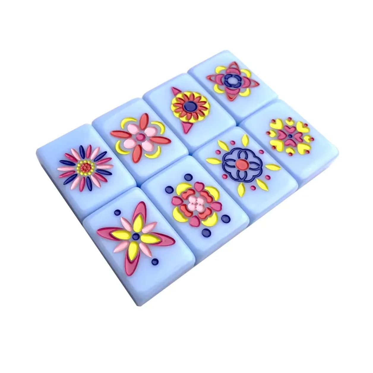 Light Blue Floral Pattern American Mahjong Tiles Hand Carved Portable MahJong Game Set Ideal Gift 160pcs