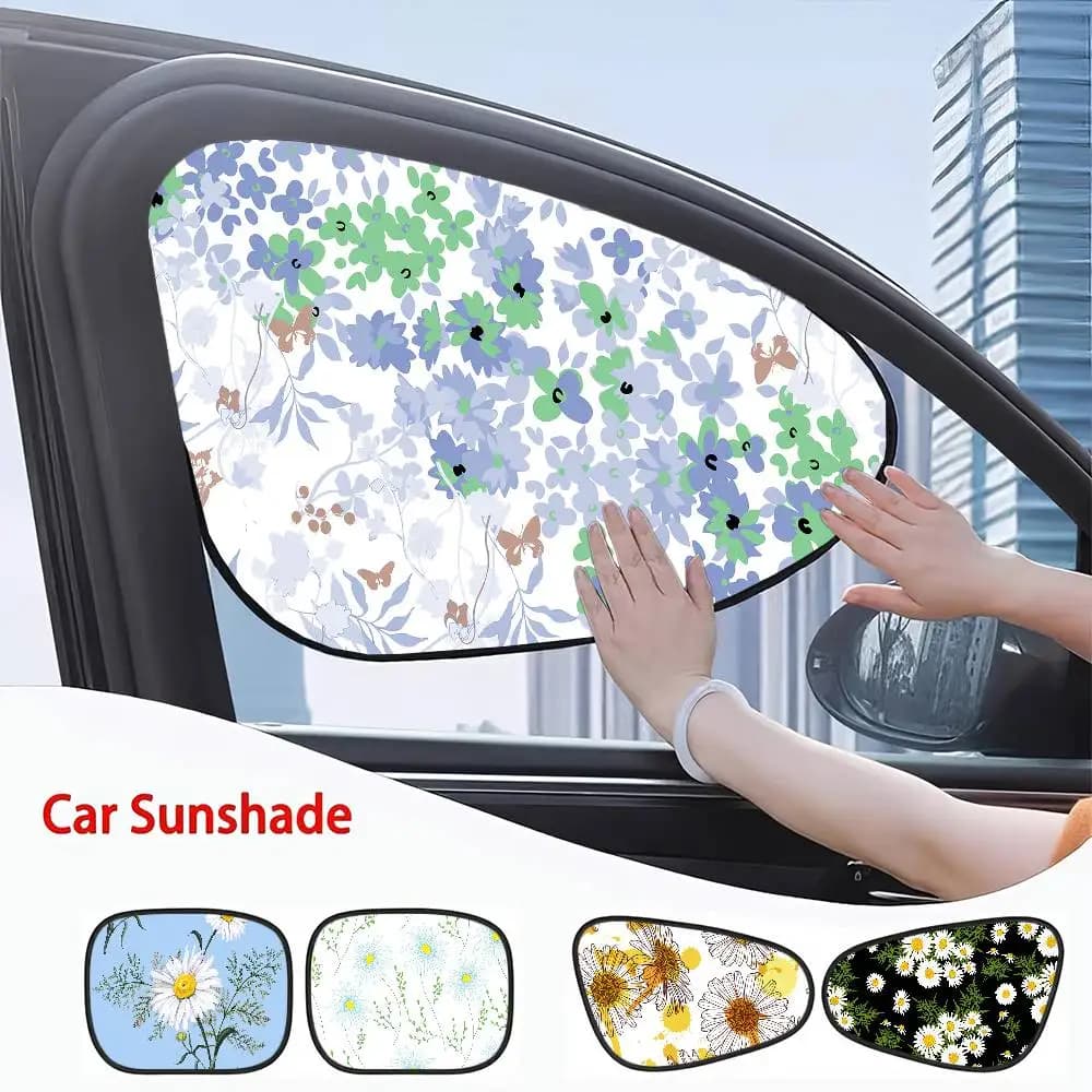 Parasole per auto alla moda con stampa margherita: copertura per finestra estiva, protezione solare, tenda per finestra laterale, protezione solare