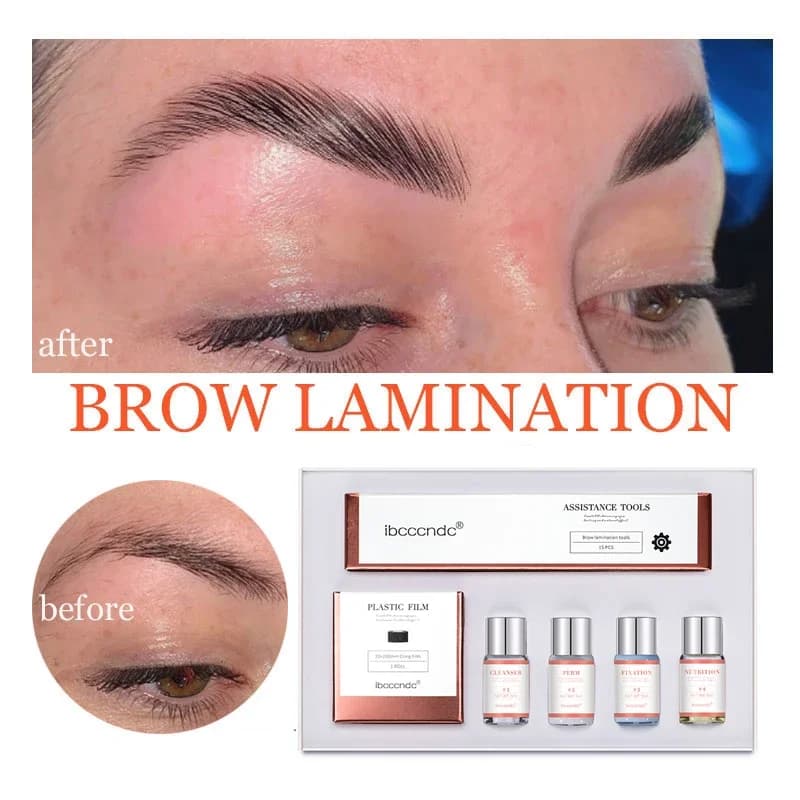 Pro Brow Lift Perming Eyebrow Lamination Kit for Eyebrow Lifting with Transparent Film Permanent Lotion to Nutritional Keratin for Home Use