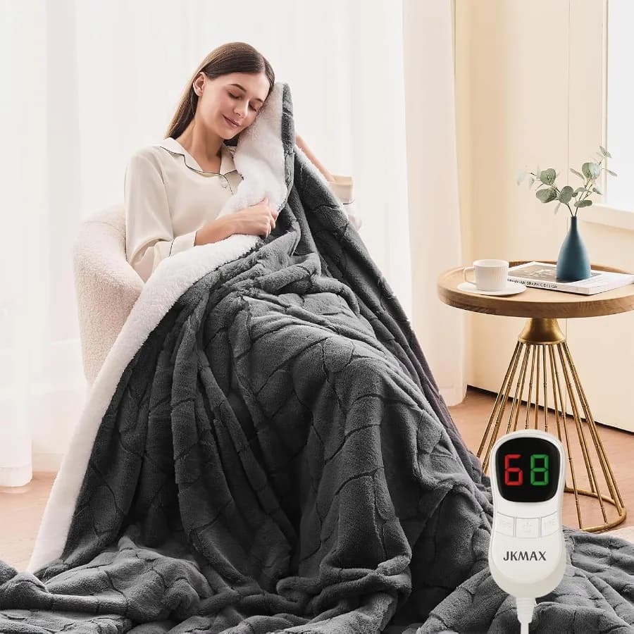 Coperta elettrica riscaldata - Coperta elettrica da 100"x90" per letto - Coperta riscaldata con 5 livelli di riscaldamento e spegnimento automatico di 4 ore per