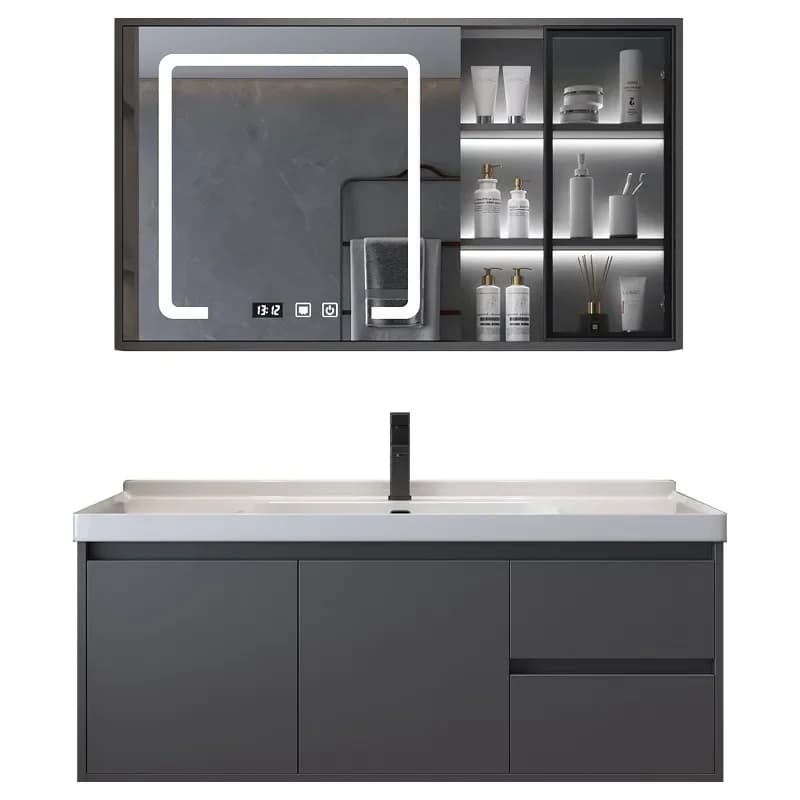 Mobile da bagno di lusso in legno massello Vanity con lavabo WC lavabo in ceramica bagno moderno armadietto a specchio intelligente mobili per la casa