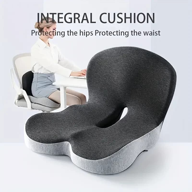 Cuscino sedile ergonomico con schienale, morbido, di supporto e lavabile per sedia da ufficio per il comfort dei fianchi e della vita, ideale per S lunghi