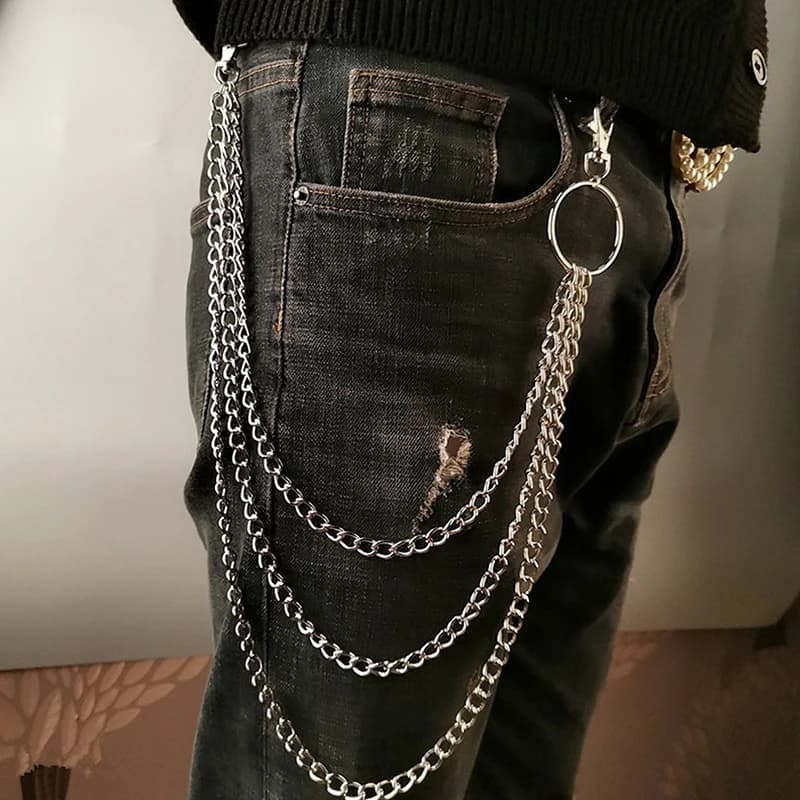 ★▲2/3Layer Punk Hip-hop Long Metal Belt Chain Fashion Trousers Pant Waist Metal Chain Keychain