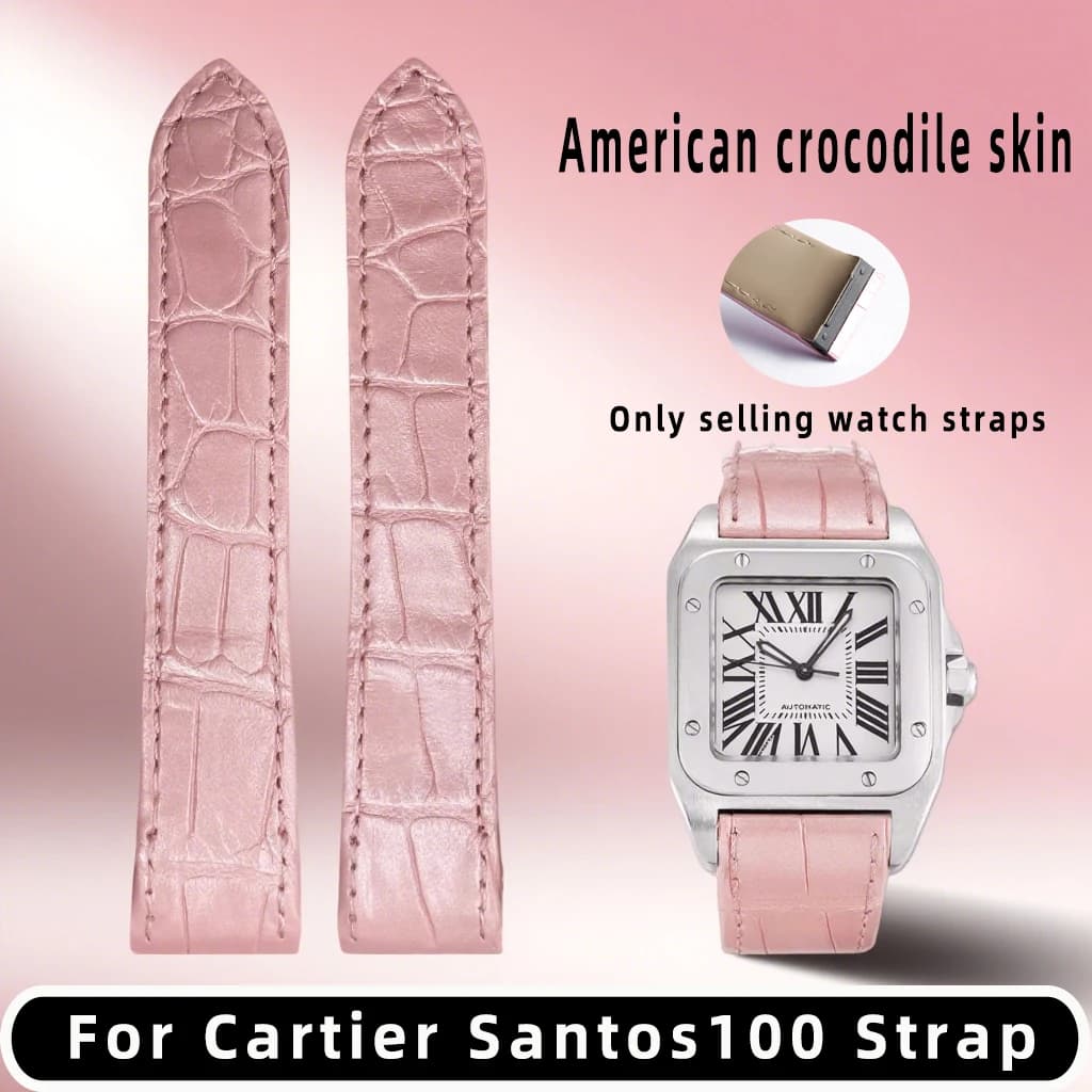 High Quality Cowhide Watch Strap For Cartier Santos 100 genuine Leather Men's and women's Watchband 20mm 23mm Wristband bracelet