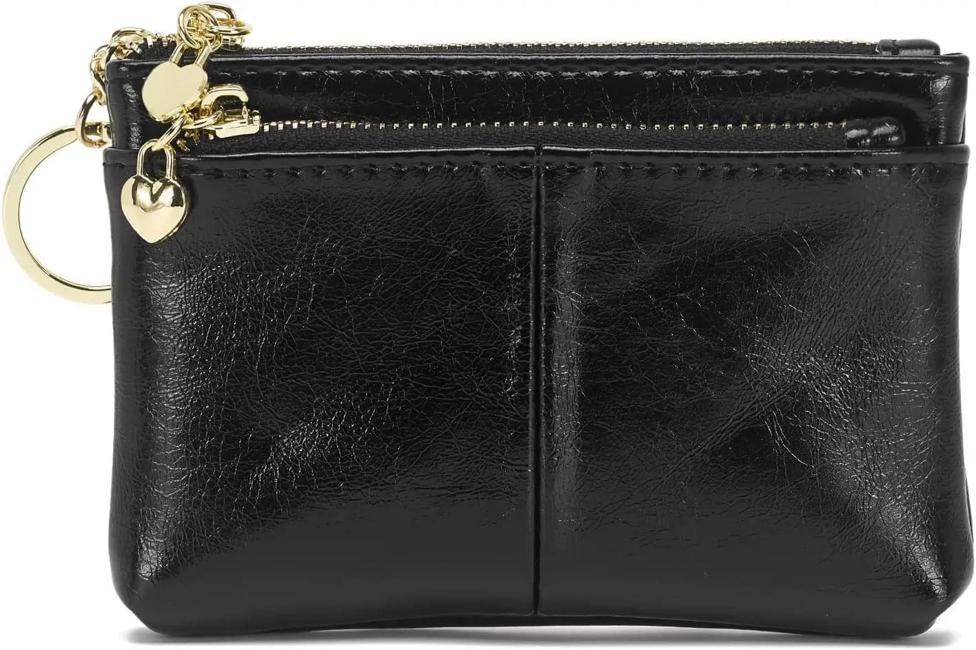 Women PU Leather Mini Coin Purse with Key Ring Triple Zipper Card Holder Wallet Small Cute