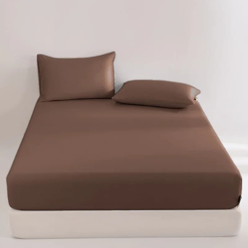 Fitted Sheet 100% Eucalyptus Lyocell Silky Cooling Mattress Cover with Deep Pocket SmoothCoffeDouble Bed Sheet 180*200*1pc