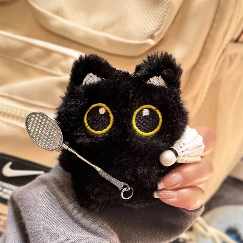 1Pcs Cute Cartoon Black Cat Keychain Bag Pendant Backpack Hanging Ornaments Lovely Small Cat Doll Animal Car Keyring Kids Gift