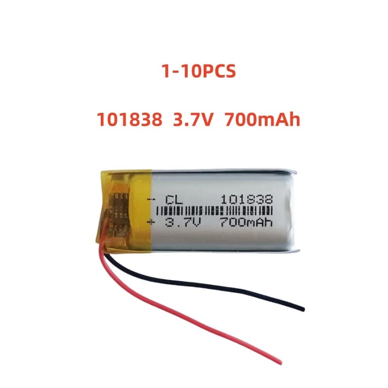 1-10 pezzi 101838 3.7V 700mAh batteria ai polimeri di litio per MP3 MP4 GPS DVR luci a LED altoparlante Bluetooth penna di registrazione giocattoli