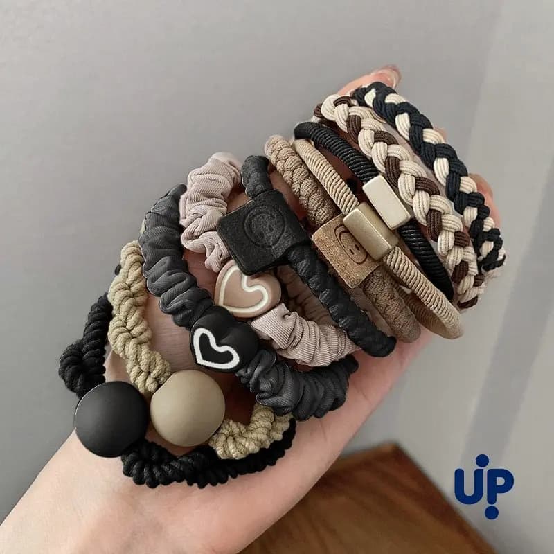 10 Pieces Leather Hair Band, High Female Coda Elastic, High Elastic Hair Accessories, High Elasticity and Durable