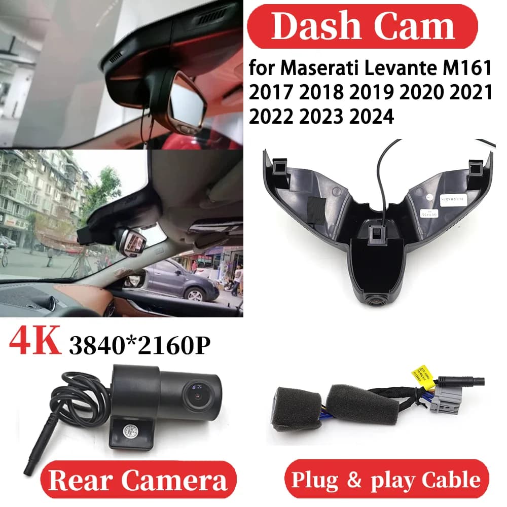 Per Maserati Levante M161 2017 2018 2019 2020 2021 2022 2023 2024 Auto Anteriore e Posteriore 4K Videoregistratore DVR Dash Cam Cruscotto Camer