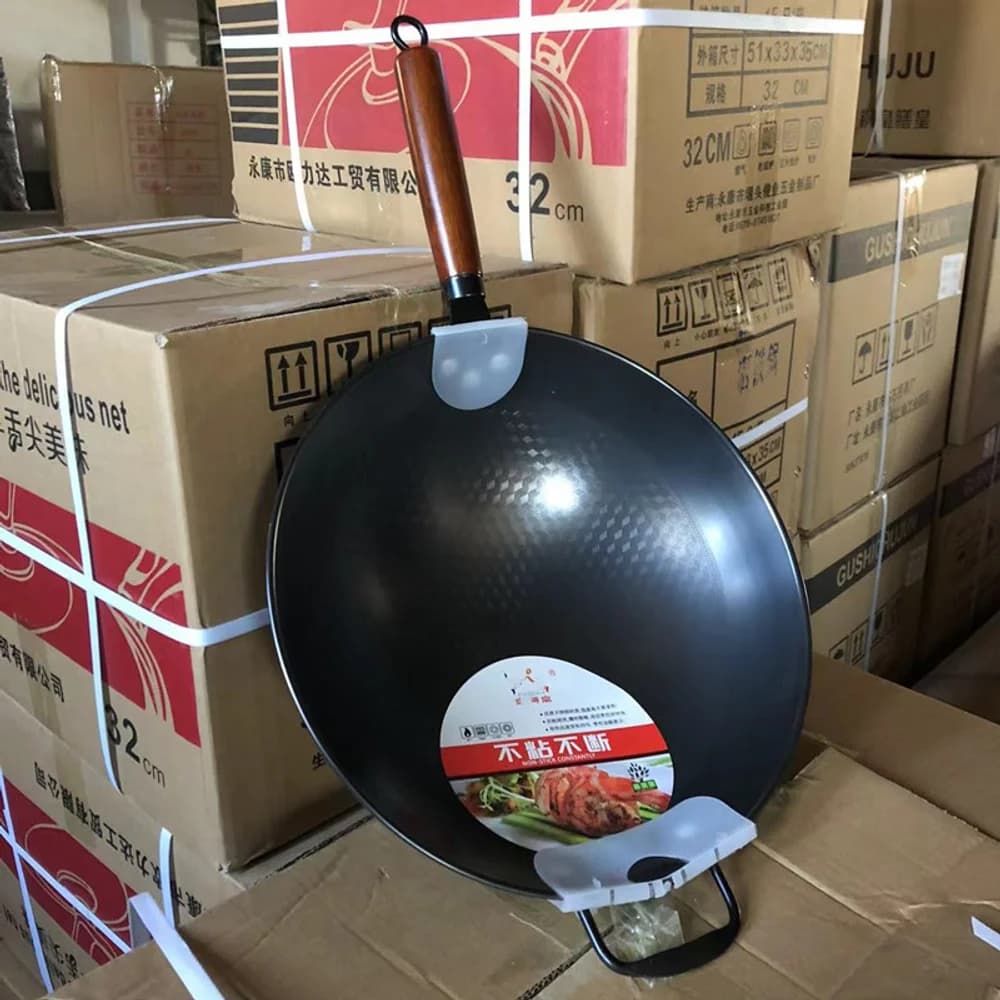 34/32 Round Bottomed Frying Pan Honeycomb Frying Pan Explosive Frying Pan Non Stick Stainless Uncoated Kitchen Frying Pan