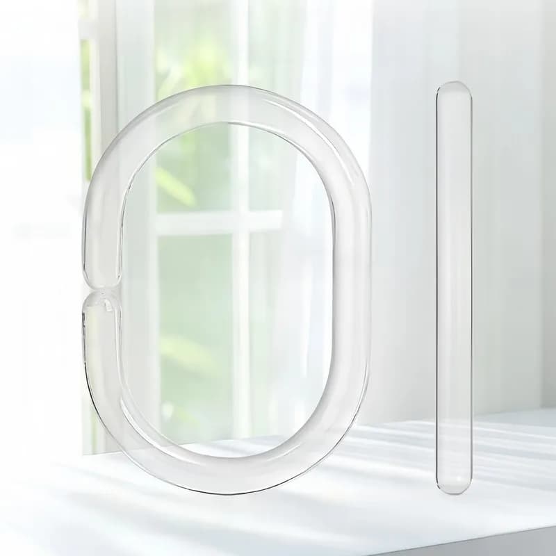 Anelli per tende da doccia a forma di C, 5 pezzi, in plastica trasparente, antiruggine, facili da installare, adatti alla maggior parte delle aste, ganci multiuso