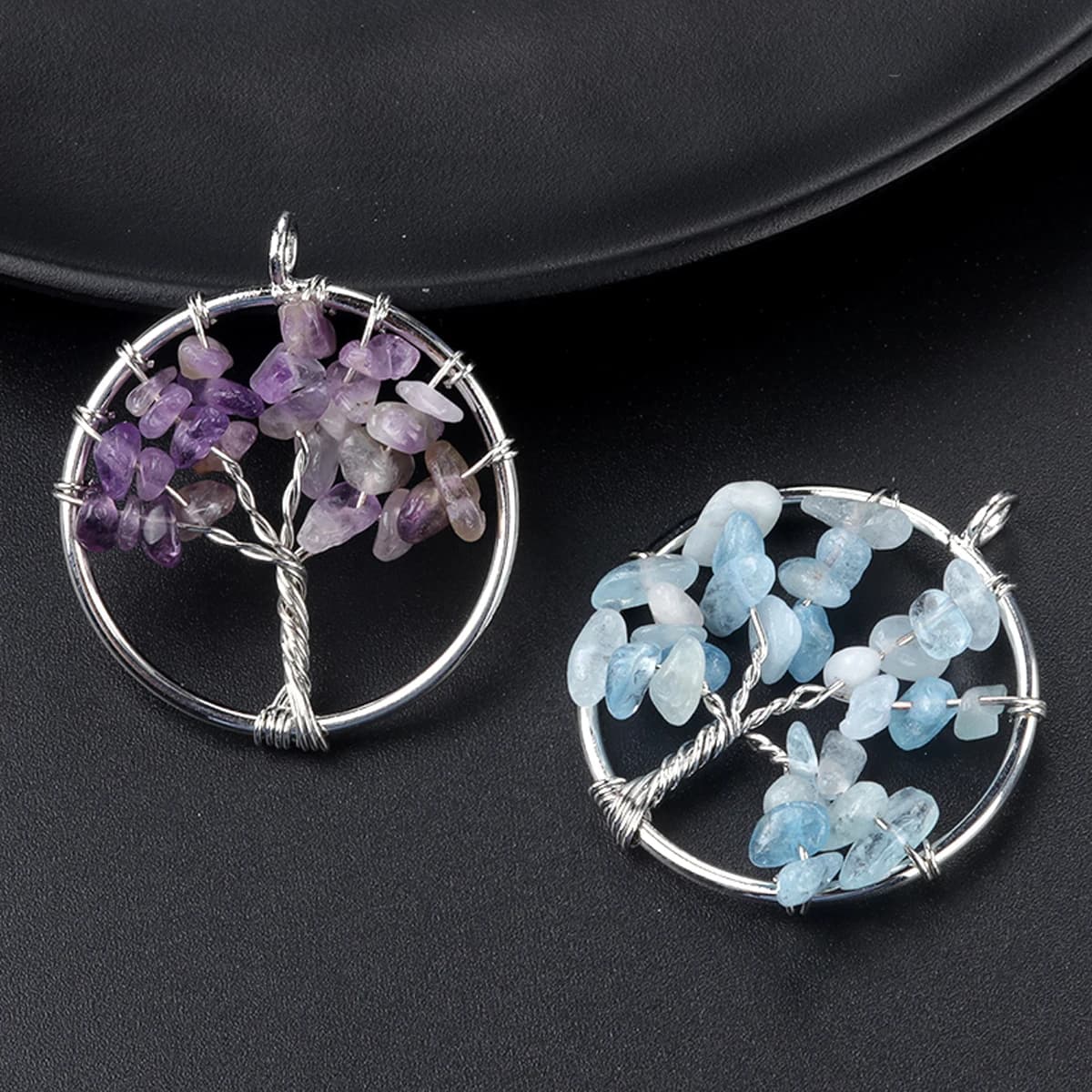 1PC pietra preziosa naturale cristallo di quarzo 7 Chakra albero della vita ciondolo a pendolo per le donne gioielli curativi che fanno collana di ciondoli fai da te