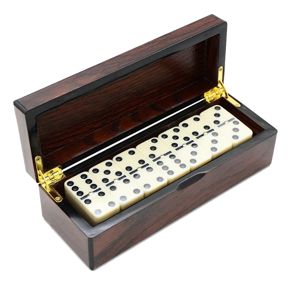 Doppio sei domino con custodia in legno - Gioco da tavolo da viaggio per divertimento in famiglia 28 pezzi/set di giocattoli Giochi da tavolo da viaggio